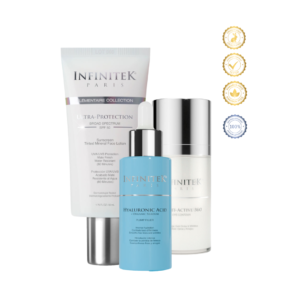 Infinitek Paris men skincare kit with hyaluronic acid, eye contour and sunscreen for hydration and daily skin protection